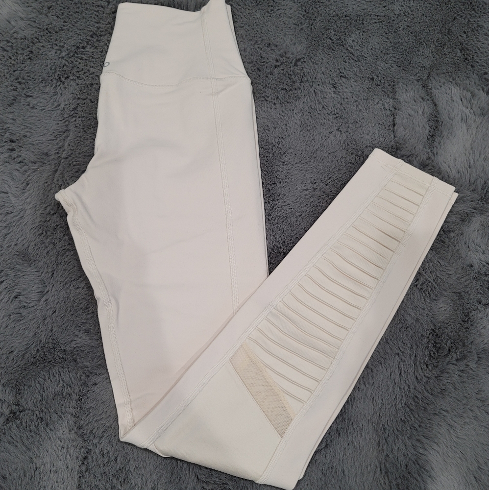 Alo yoga high waisted moto pristine ivory cream leggings small - Picture 7 of 10